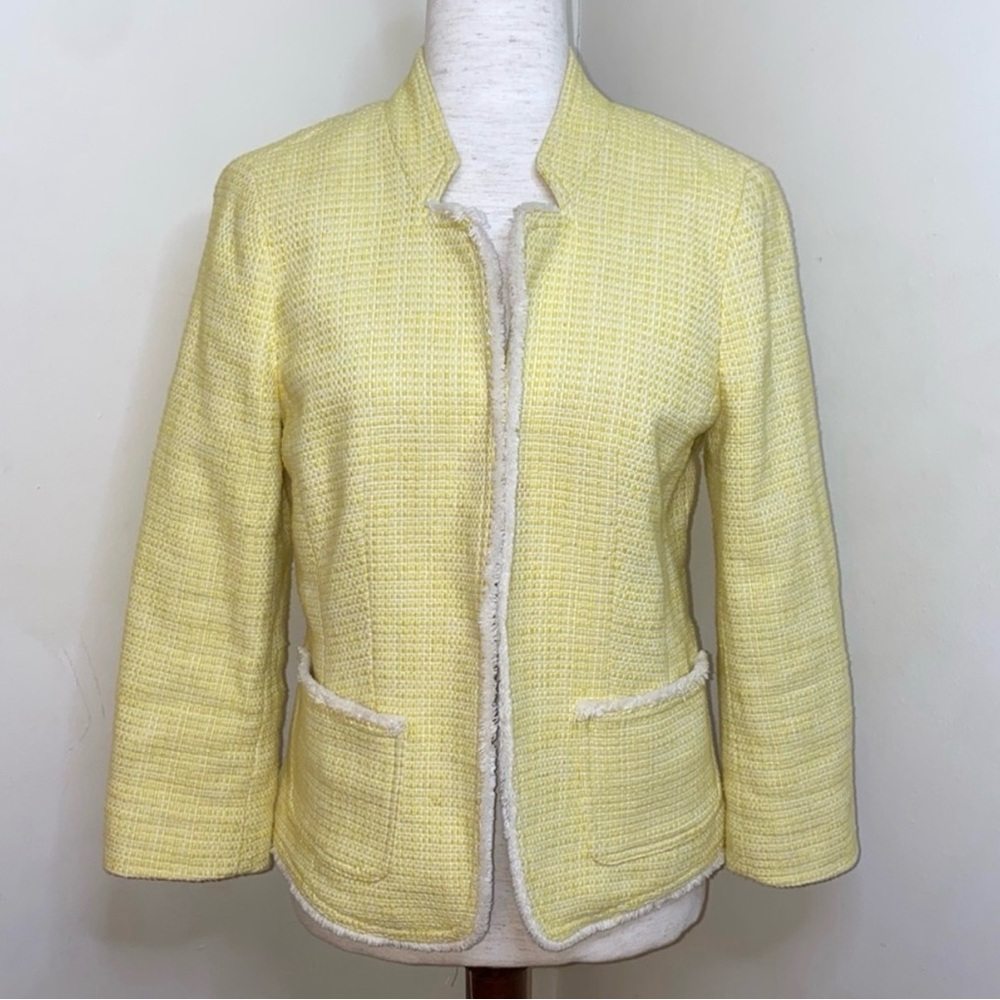 Loft Yellow Tweed Blazer Jacket size M